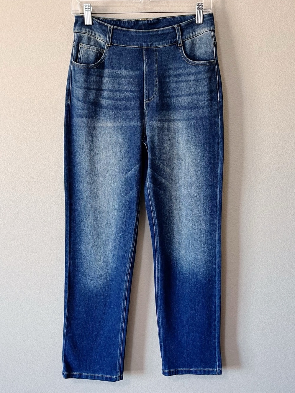 Halara NWT Flex High Waisted Straight Leg Casual Jeans Blue Size Medium Petite